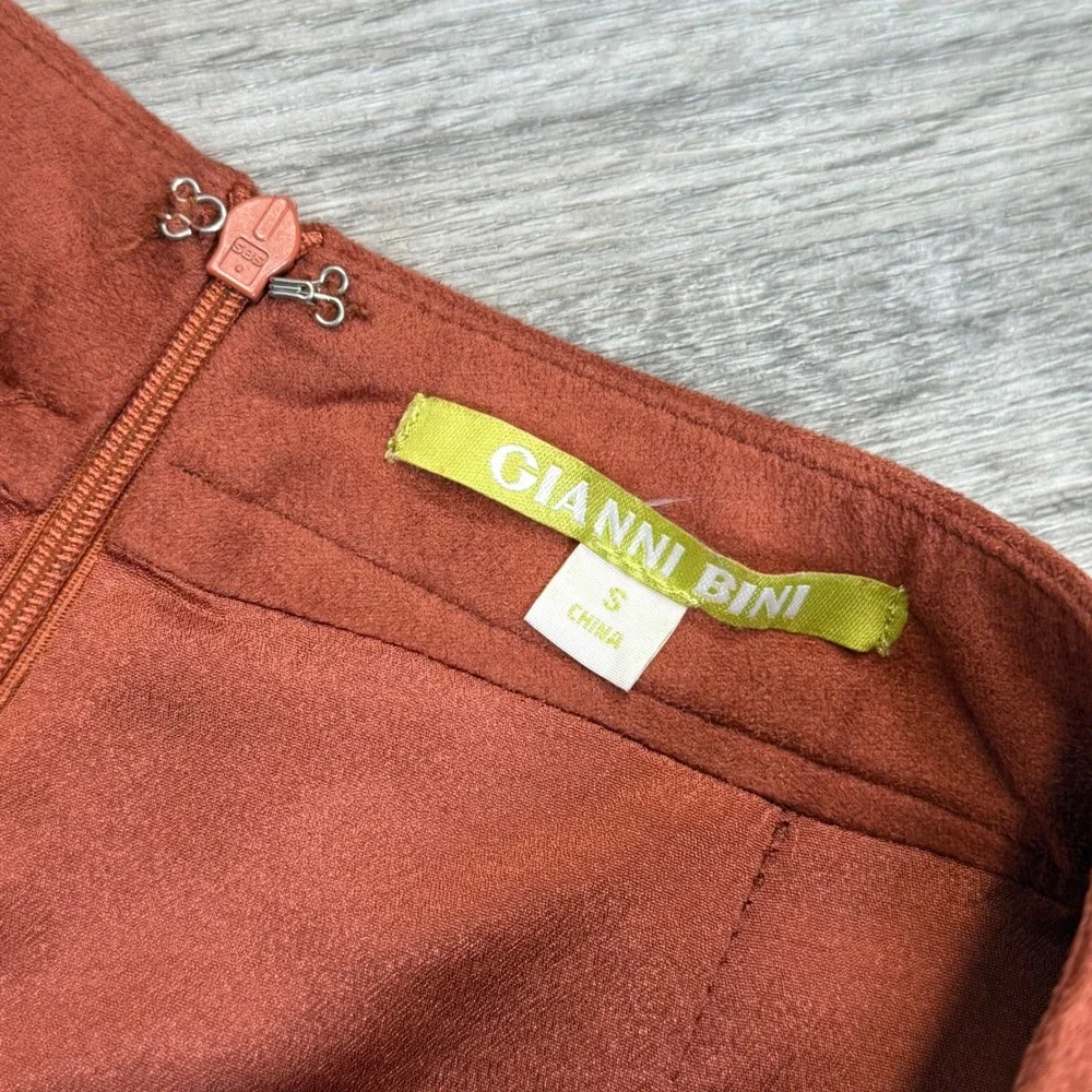 Gianni Bini Womens Rust Faux Suede Braided Detail Mini Skirt Brown Size S‎